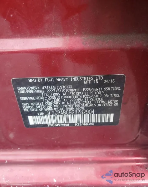 2016 Subaru Crosstrek Premium from USA, damaged, VIN JF2GPABC9G8282904